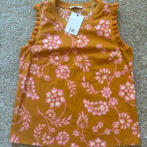 Medium DR2 Orange and Pink Ruffle Sleeveless Top